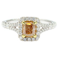 GIA Certified Natural Yellow Brown Diamond 1.04 Carat TW Gold Cocktail Ring