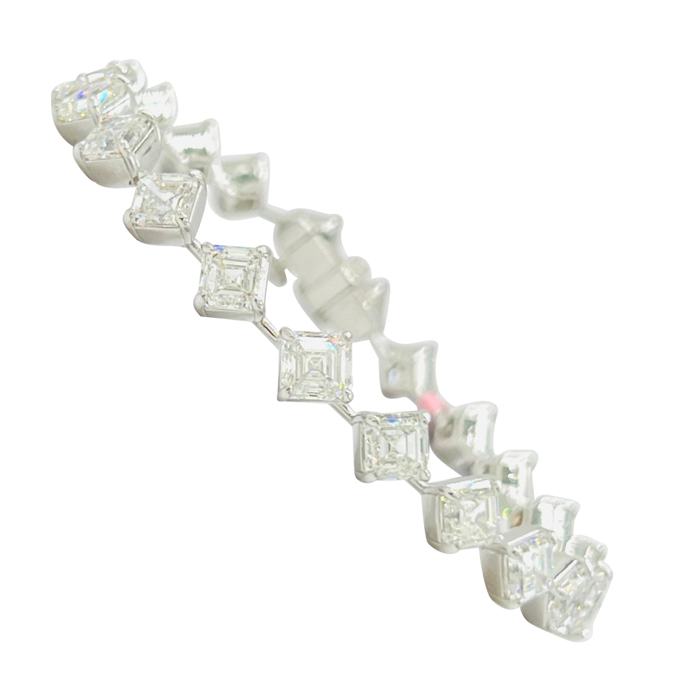 GIA White Diamond Asscher Cut 0.70 Carats Each Bracelet in 18K White Gold
