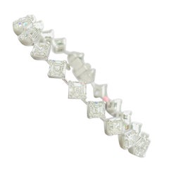 GIA Bracciale con diamanti bianchi taglio Asscher da 0,70 carati ciascuno in oro bianco 18 carati