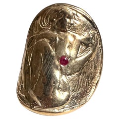 Anillo de rubíes Mujer con máscara Bronce J DAUPHIN