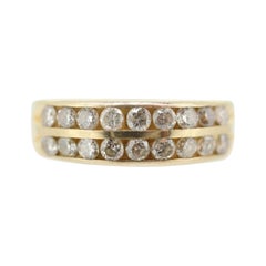 14k Double Row Diamond Wedding Band. Two row diamond channel ring eternity