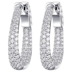 1.80 Carat Diamonds Oval Hoop Earrings in 18 Karat White Gold