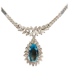 Collar Diamante Aguamarina Oro Blanco 18 K Gubelin Lucerne