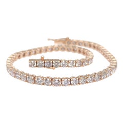 NO RESERVE! 5.15Ct Fancy Light Pink Diamond Tennis 14K Pink Gold Bracelet