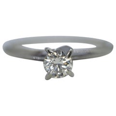14k Round Diamond Solitaire Ring . Petite 1/4ct Diamond Engagement Ring. White