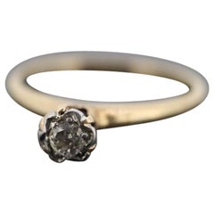 Diamond Daisy Elevated on Ring. 14K Diamond Daisy. Vintage Diamond Flower