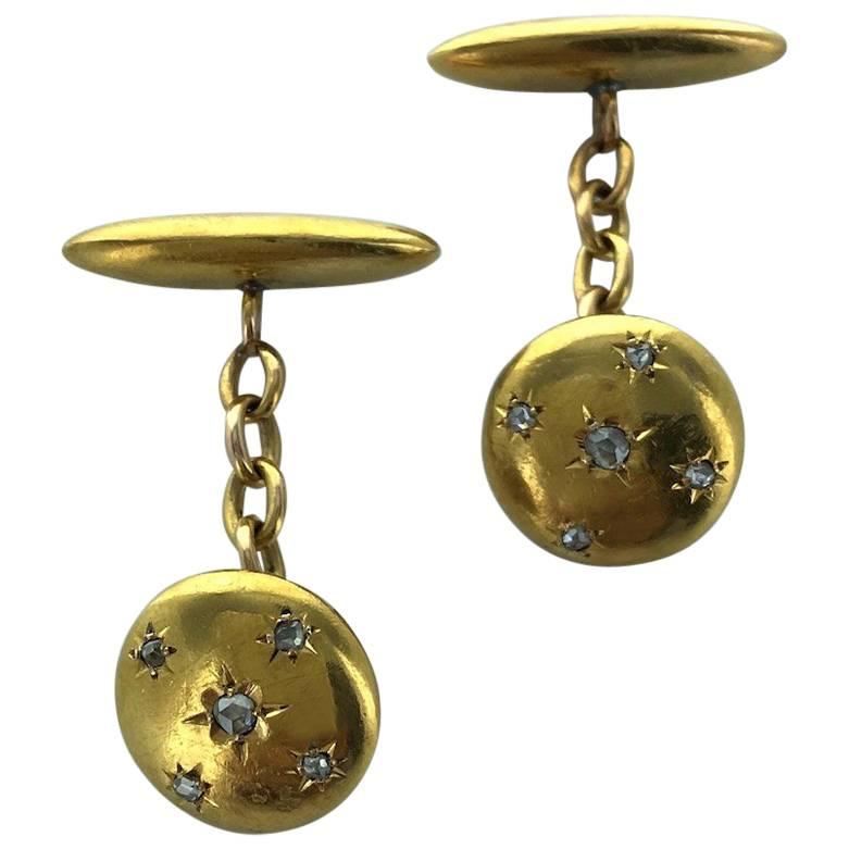 Victorian  Diamond Gold Cufflinks