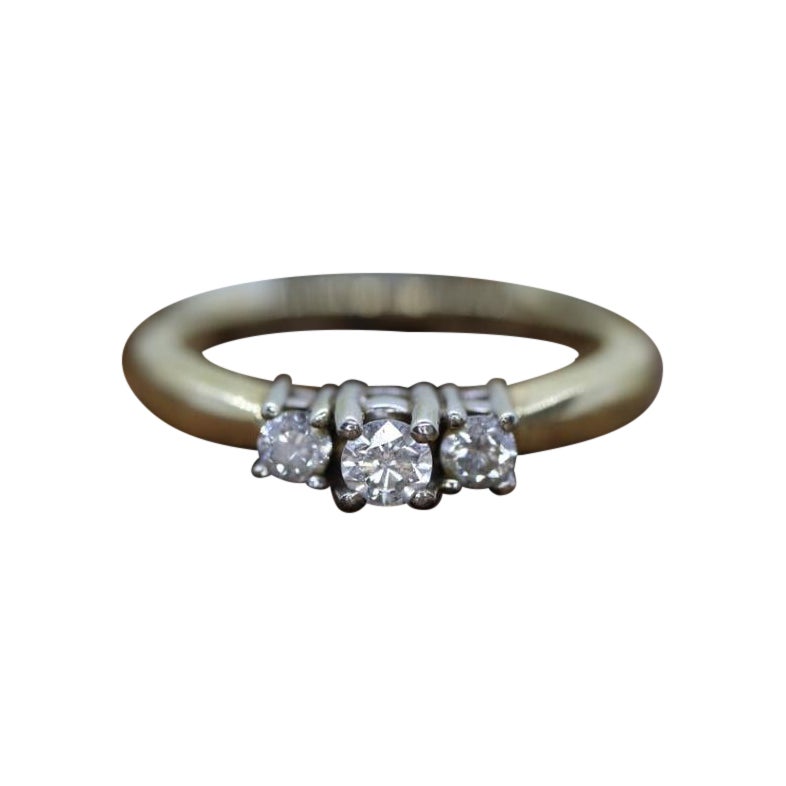 14k Diamond trio ring. 3 stone Diamond .36tcws Ring. Engagement Ring. Solitaire