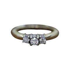 14k Diamond trio ring. 3 stone Diamond .36tcws Ring. Engagement Ring. Solitaire