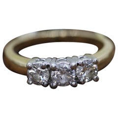 14k Diamant Trio Ring. 3 Stein Diamant .58tcws Ring. Verlobungsring. Solitär
