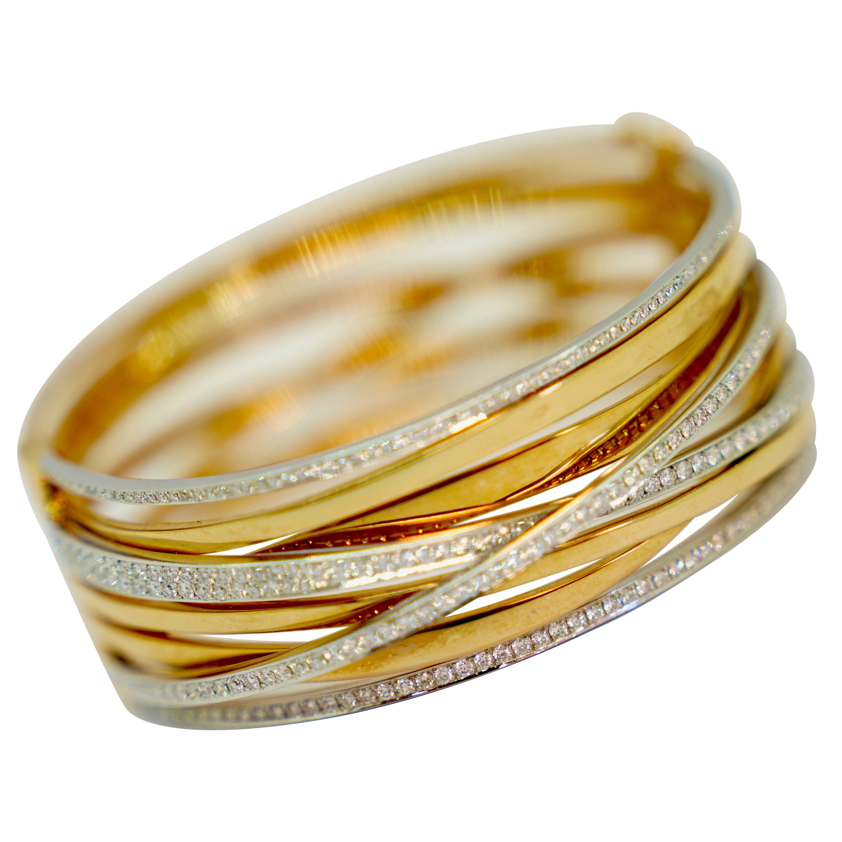 Al Coro Serenata Ladies' Diamond Bangle in 18k rose gold and white gold For Sale