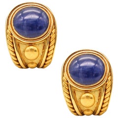 LEO DE VROOMEN 1992 Orecchini London Clips in oro 18Kt con zaffiri 25,88 Ctw