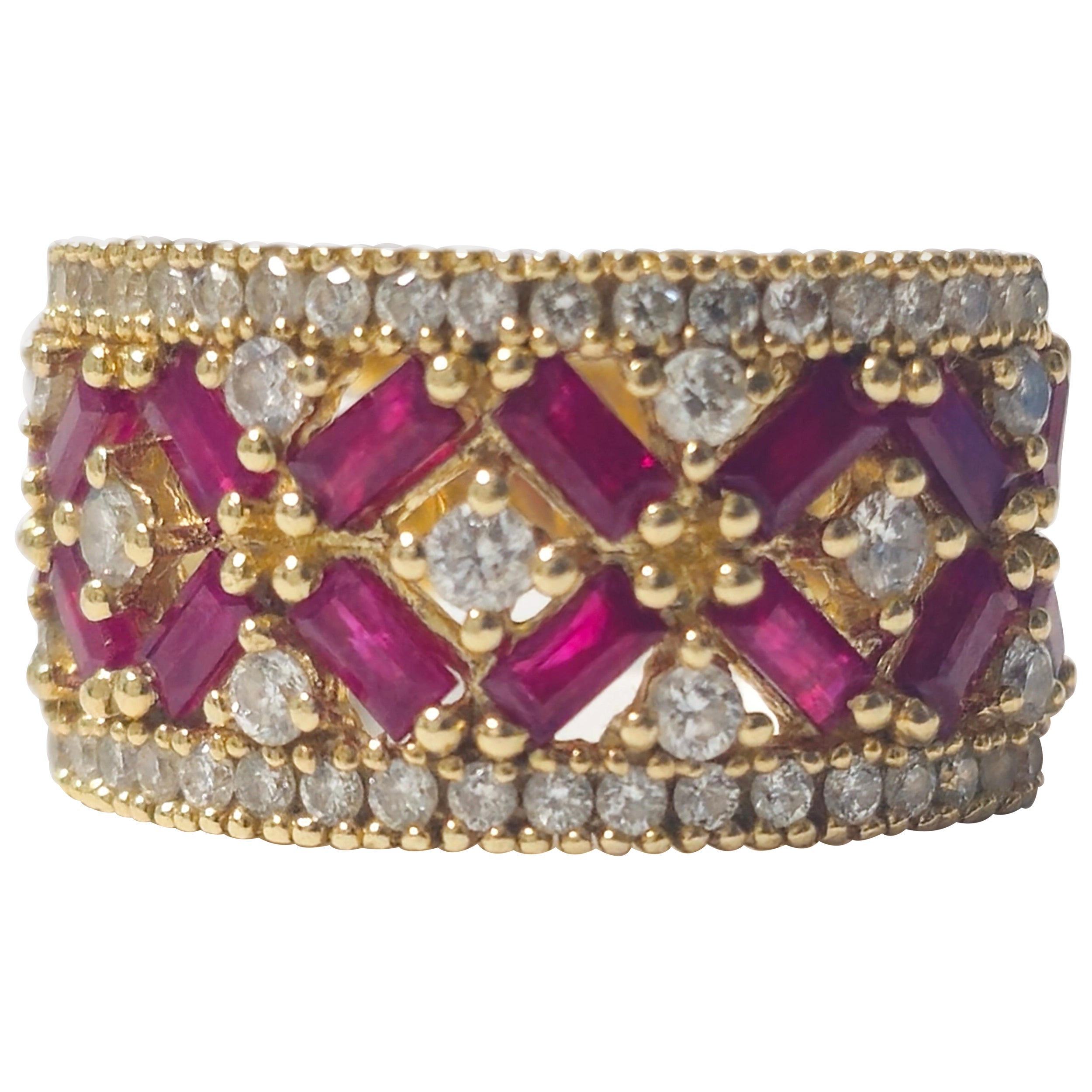14k Gold 1.3ct Ruby and Diamond Ring For Sale at 1stDibs