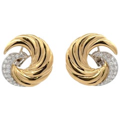 Orecchini vintage con diamanti a spirale 1,37 carati in oro giallo 18 carati