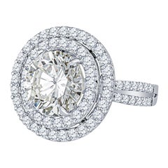 Anello di fidanzamento a doppio anello con diamante naturale rotondo da 4,47 carati certificato GIA