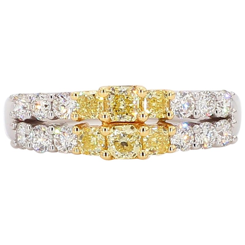 Natural Yellow Radiant Diamond 1.06 Carat TW Gold Wedding Band