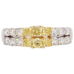 Diamante amarillo natural radiante 1.06 quilates TW Alianza de oro