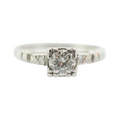 Art Deco PLATINUM Diamond Solitaire Ring. Platinum diamond Square setting