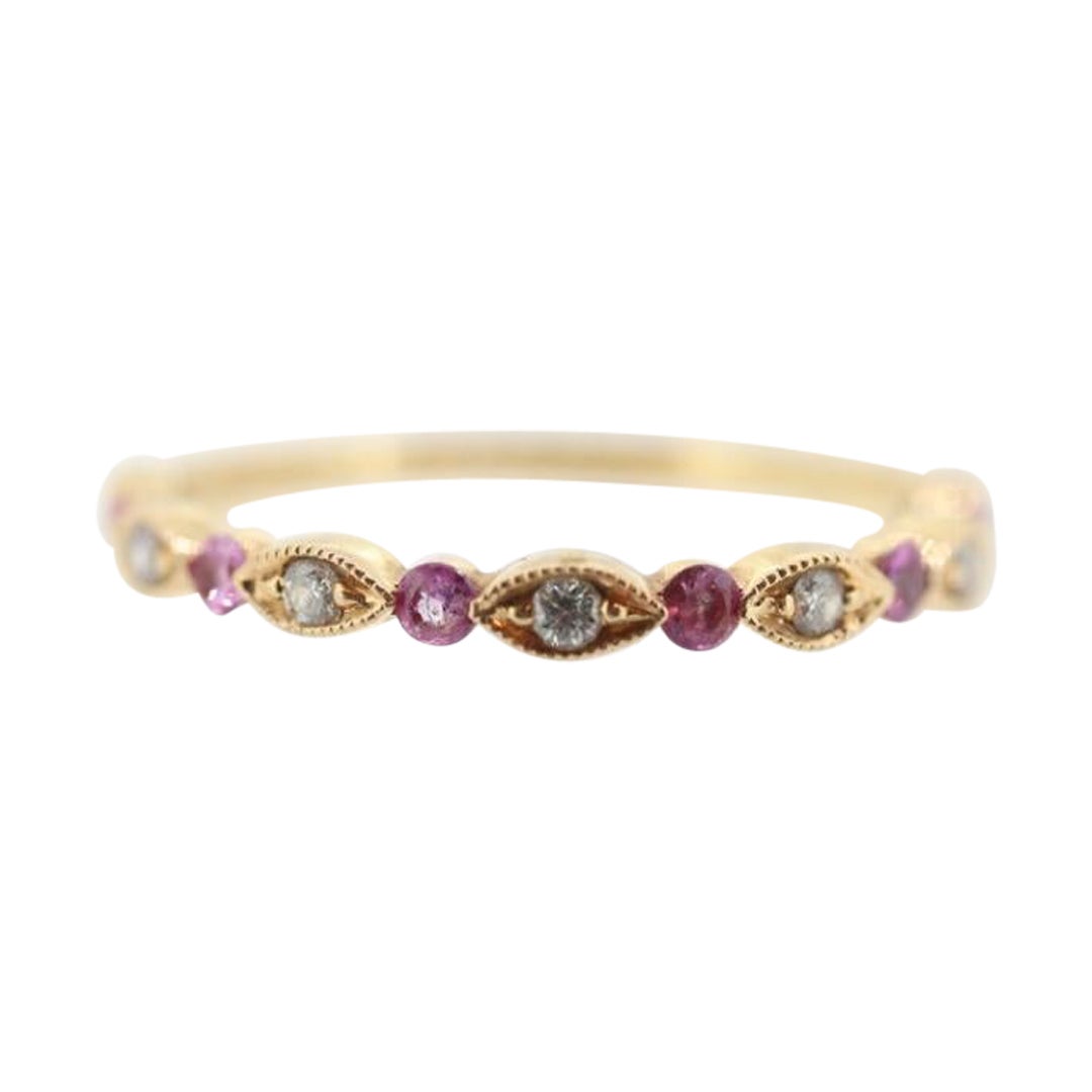 DAUSSI 18k Anniversary Pink Sapphires Diamond Ring. Henri Daussi 18k gold ring