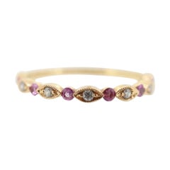 DAUSSI 18k Anniversary Pink Sapphires Diamond Ring. Henri Daussi 18k gold ring