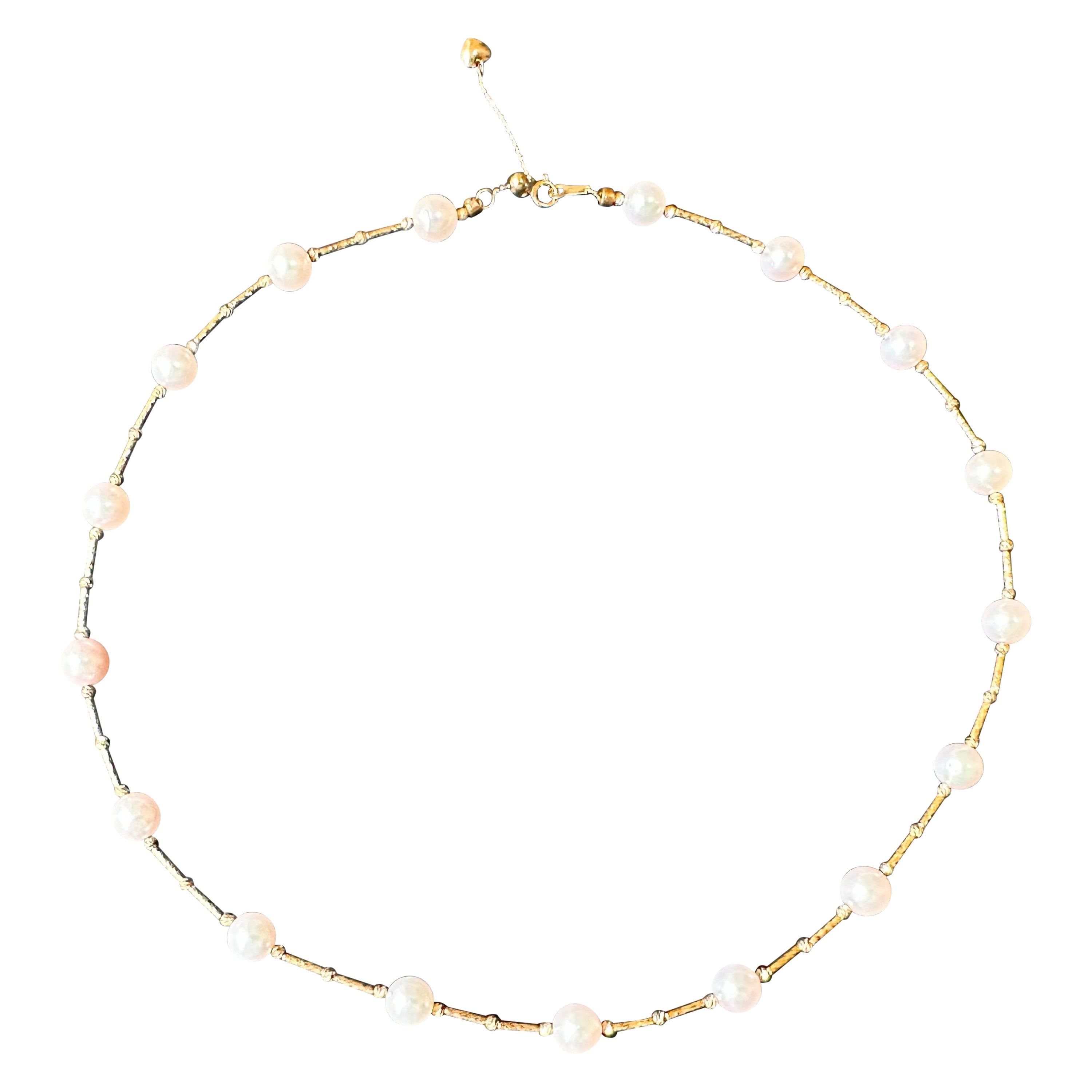 Collier de Perles d'Akoya d'eau de mer du Japon de grade AAA+ de 7 mm de couleur blanche naturelle en vente