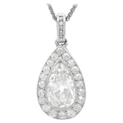 Antique 2.72Ct Diamond and Platinum Pendant Circa 1910