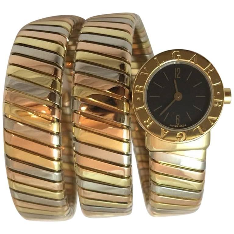 Bulgari Ladies Three Color Gold Serpenti Tubogas Quartz Wristwatch