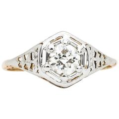 Antique Edwardian 0.50 Carat Diamond Gold Platinum Engagement Ring