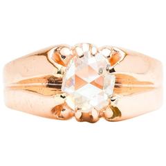 Antique Victorian Rose Cut Diamond Gold Men's Ring 9