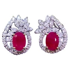 AIG-zertifizierte 5.80 Karat Burma-Rubinen  Ohrringe aus 18 Karat Gold mit 3,60 Karat Diamanten