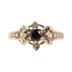 Antique ring. 10k diamond and sapphire Halo ring.10k victorian diamond buttercup