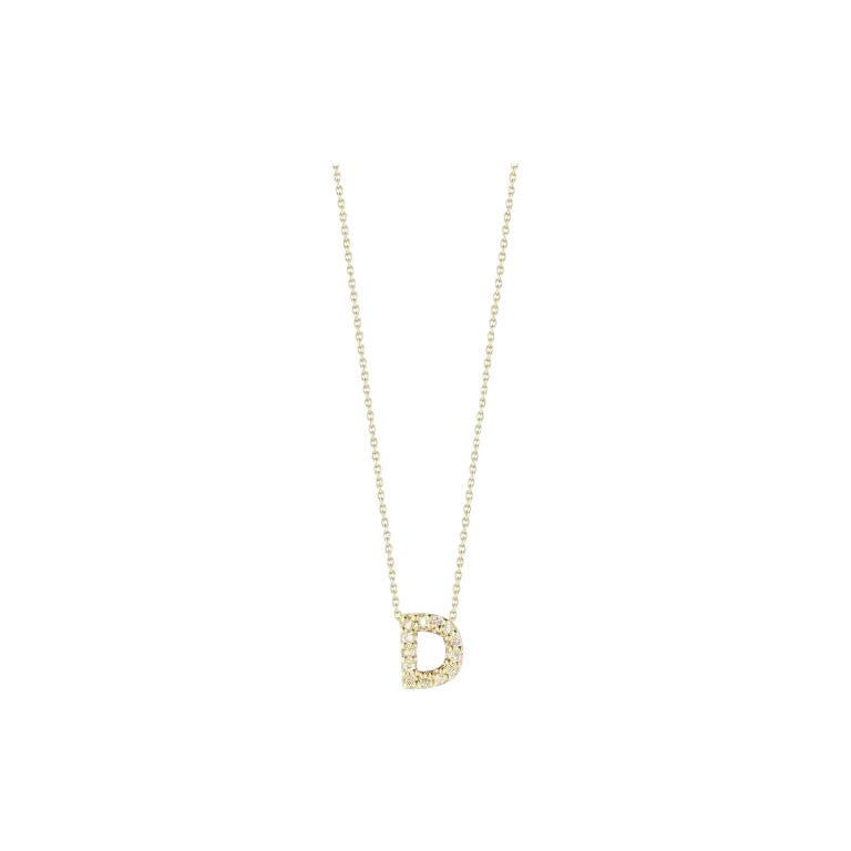 Roberto Coin Love Letter D Pendant Yellow Gold and Diamonds 001634AYCHXD