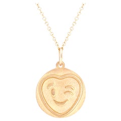 Love Heart Wink Pendant on 18 Inch Chain in 18ct Yellow Gold
