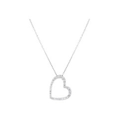 Roberto Coin White Gold Diamond Heart Necklace 000141AWCHX0