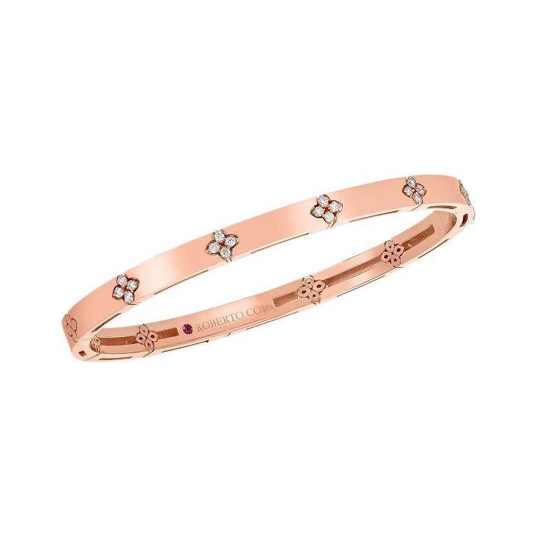 Roberto Coin Rose Gold Narrow Ladies Bangle with Diamonds 8882970AXBAX
