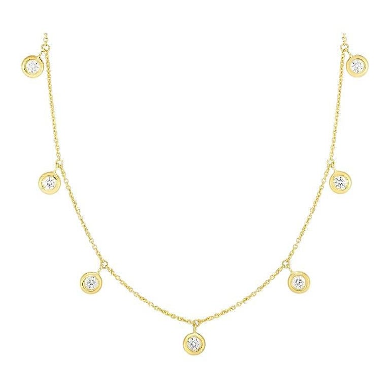 Roberto Coin Yellow Gold Seven Diamond Drop Station Necklace 530011AYCHX0