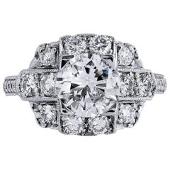 H &H 1.60 Carat Diamond Platinum Engagement Ring