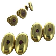 1940s Ruby gold Cufflinks set 12