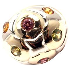 Bulgari Peridot Citrine Pink Tourmaline Two Color Gold Bombe Ring 4