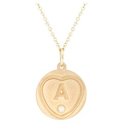 Love Hearts Initial A Necklace in 18 Carat Gold and Diamond On 16 Inch Chain
