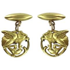 Antique Late 19th Century Art Nouveau gold chimera Cufflinks