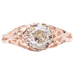 Antique Victorian 1.15 Carat Diamond Gold Filigree Engagement Ring