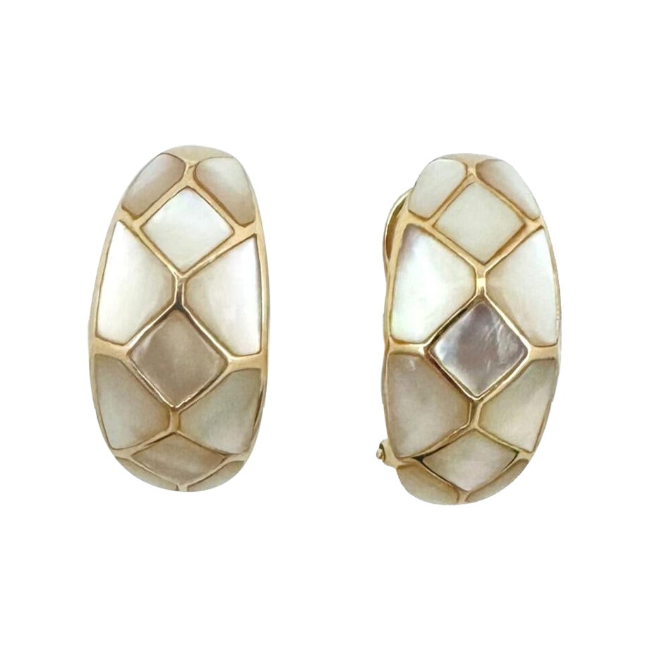 14 Karat Yellow Gold and Mother of Pearl Inlay Ladies Earrings For Sale ...