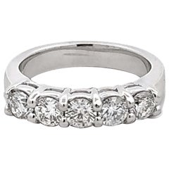 1 Quilate 5 Diamante talla brillante Anillo de oro blanco 14k