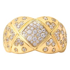 TJD 0.50 Carat Natural Diamond 18 Karat Yellow Gold Hand Engraved Vintage Ring