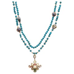 CLARISSA BRONFMAN Set of 2 Apatite Diamond Peridot Necklaces & Capri Pendant