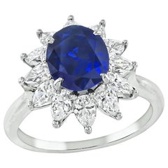 Tiffany & Co GAL Certified 3.00ct Sapphire 1.20ct Diamond Engagement Ring