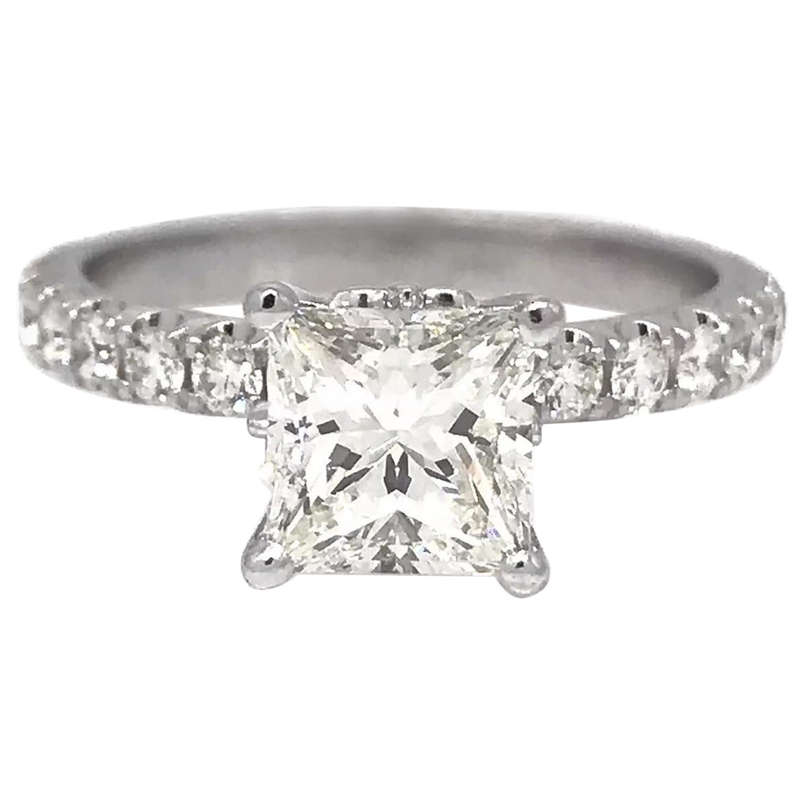 GIA 1.20 carat Princess Cut Diamond J-SI1 in 18k White Gold Diamond Ring