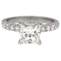 GIA 1.20 carat Princesse J-SI1 en or blanc 18k Bague à diamant