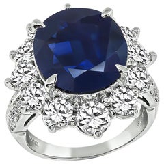Anillo de compromiso de zafiro de Ceilán de 7,34 ct y diamante de 2,52 ct